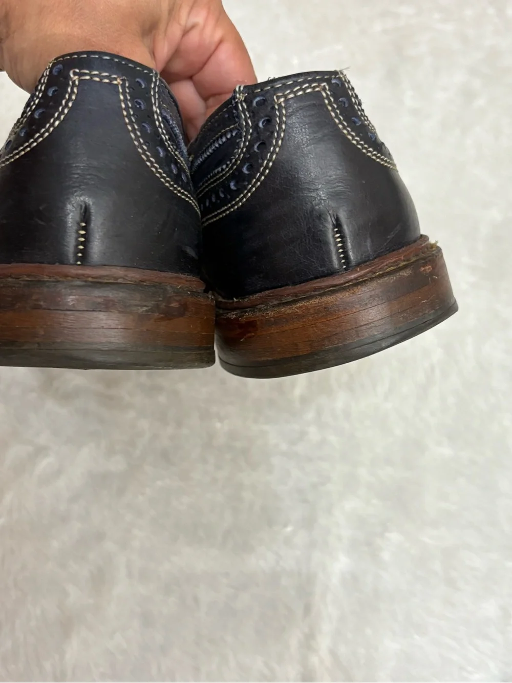 Allen Edmonds 11 Neumok Leather Wingtip Dress Blue Shoes Signs Wear At Insole